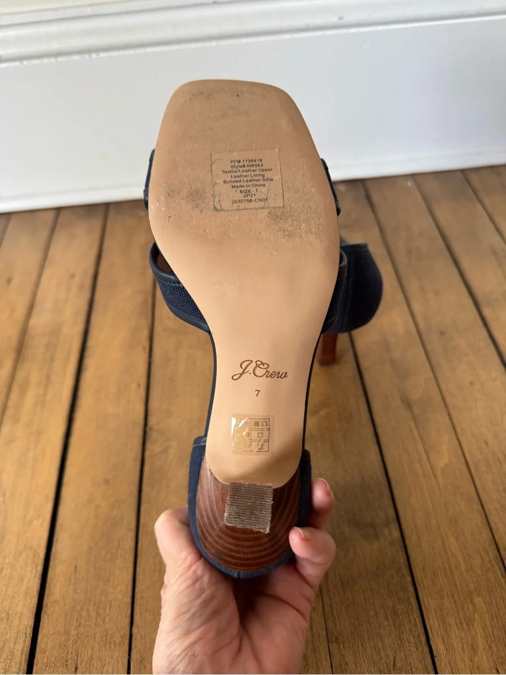 J. Crew Navy Canvas cross-strap midheel sandals Heels 7